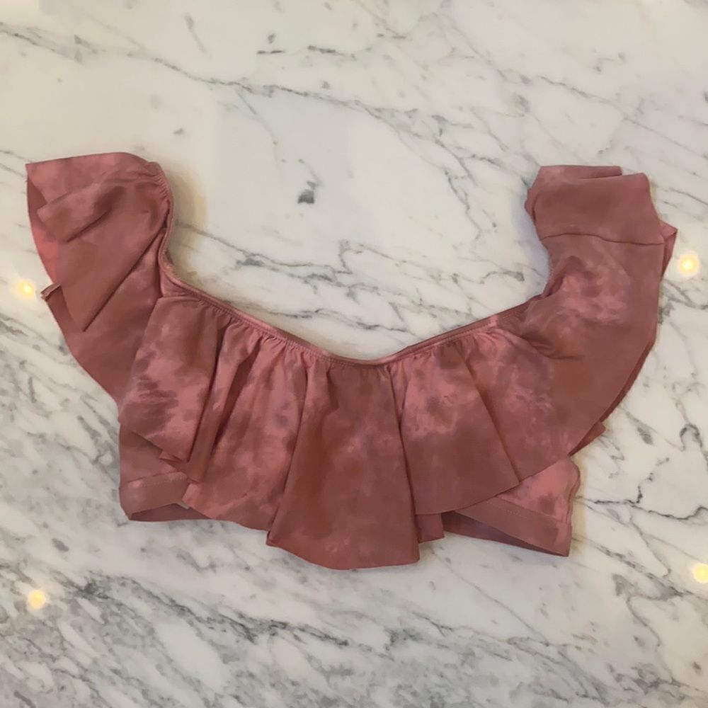 NWOT blue life ruffle bikini top